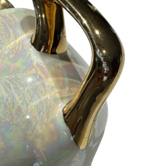 Pearl China Co Lusterware Hand Crafted 22K Gold USA Tray, Creamer, Vase - Picture 11 of 13